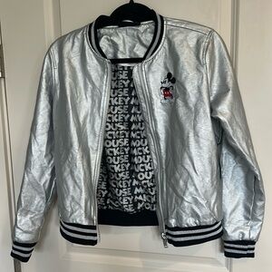 NWT Disney Varsity Jacket Silver Mickey Mouse Womens XS